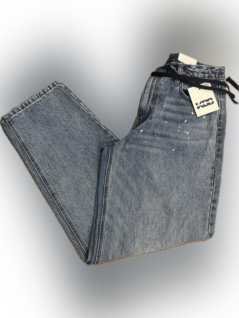 KBB by Kahlana Paint Splatter Straight Leg Jeans Size 8 NWT Vintage Wash